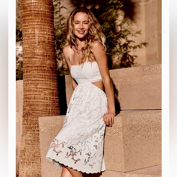 Express Dresses & Skirts - NWT lace midi dress in white Size M